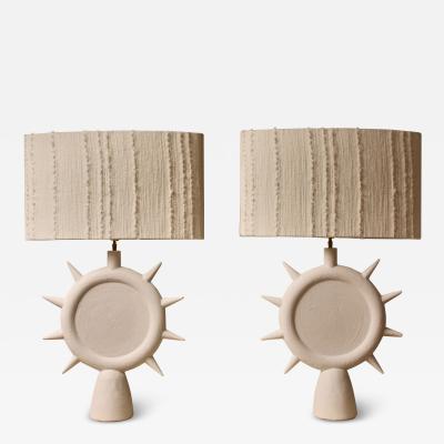 Pair of Plaster Sunshine Table Lamps