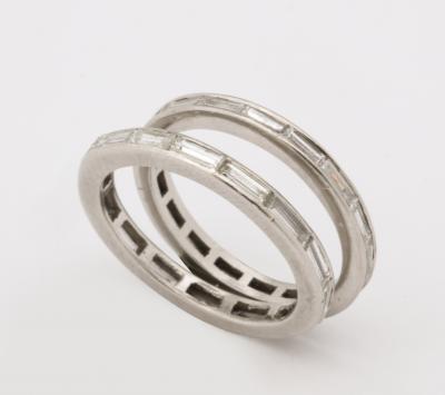 Pair of Platinum and Diamond Baguette Bands