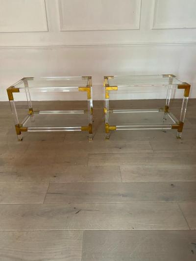 Pair of Plexi side tables 1970s France