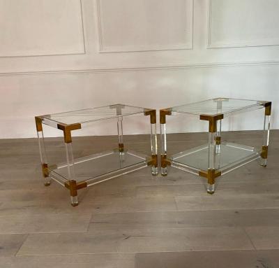 Pair of Plexi side tables 1970s France