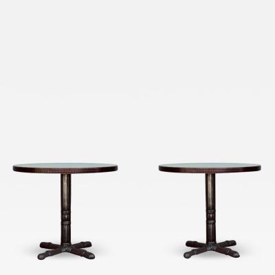 Pair of Polished Steel and Antiviral Raw Copper Top Gueridon Side Tables
