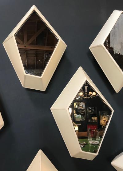 Pair of Polygonal Wall Sconces with Fabric and Mirror Italy 21st Century