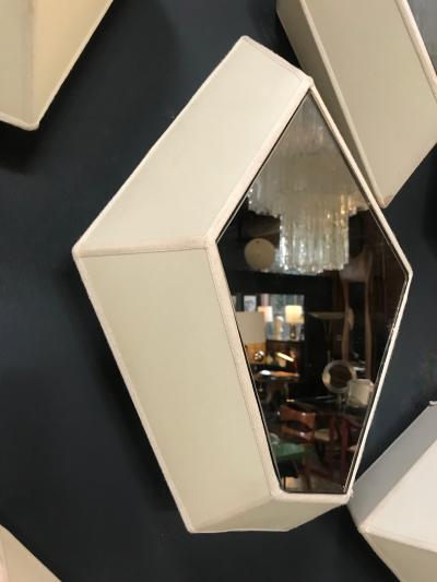 Pair of Polygonal Wall Sconces with Fabric and Mirror Italy 21st Century