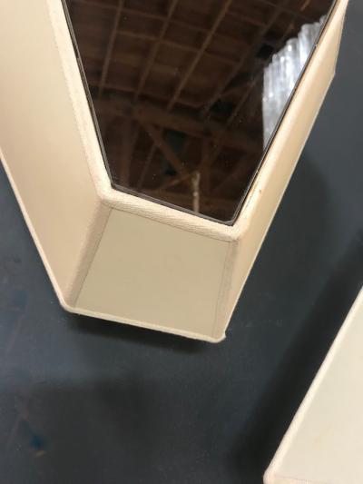 Pair of Polygonal Wall Sconces with Fabric and Mirror Italy 21st Century