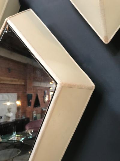 Pair of Polygonal Wall Sconces with Fabric and Mirror Italy 21st Century