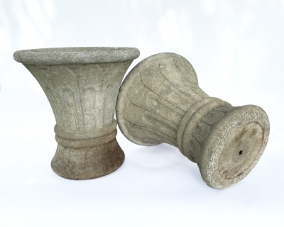 Pair of Porosa Cast Stone Planters by Grandon Fres circa 1970