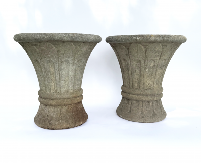 Pair of Porosa Cast Stone Planters by Grandon Fres circa 1970
