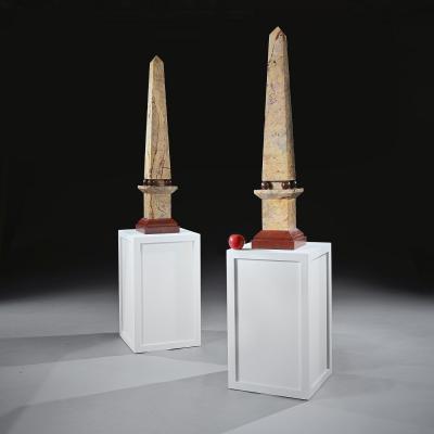 Pair of Portasanta And Rosso Antico Marble Obelisks Italian Early 20th Century