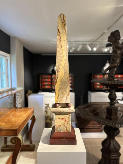 Pair of Portasanta And Rosso Antico Marble Obelisks Italian Early 20th Century
