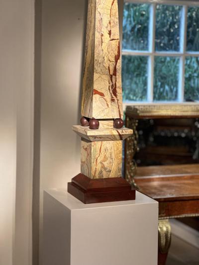 Pair of Portasanta And Rosso Antico Marble Obelisks Italian Early 20th Century