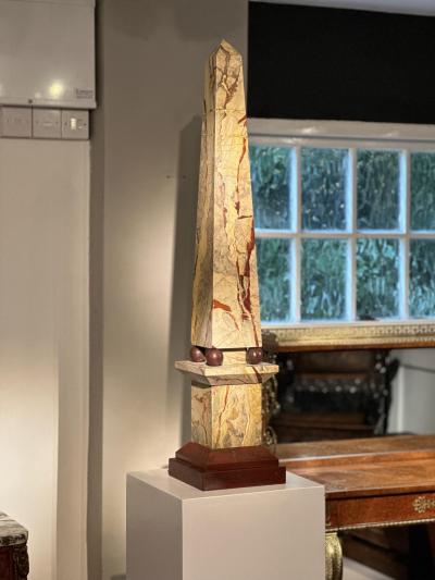 Pair of Portasanta And Rosso Antico Marble Obelisks Italian Early 20th Century