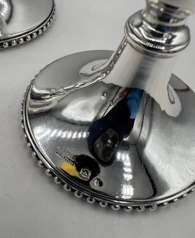 Pair of Portuguese Sterling Silver Candle Sticks