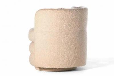 Pair of Post Modern Channeled Swivel Chairs in Blush Pink Boucl 