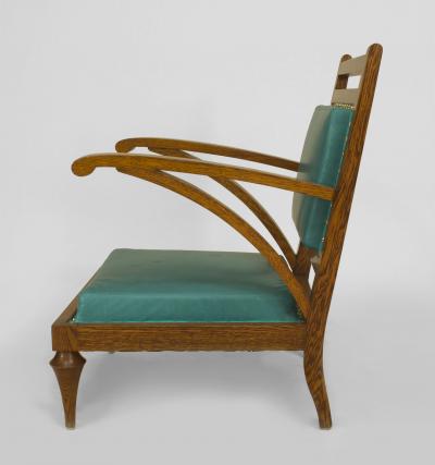 Pair of Post War Modern Oak Slipper Form Armchairs