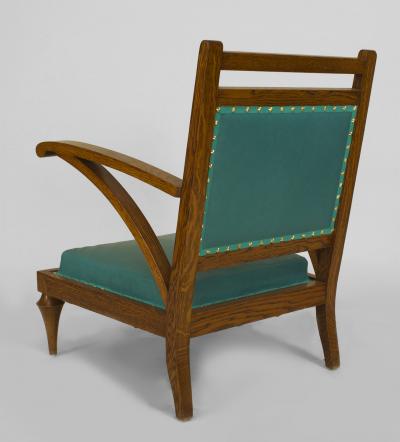 Pair of Post War Modern Oak Slipper Form Armchairs