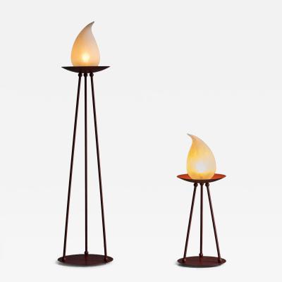 Pair of Postmodern Tripod Lamps in the Memphis Style Italy 1980s