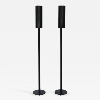 Pair of Postmodern Tubular Metal Torchiere Floor Lamps