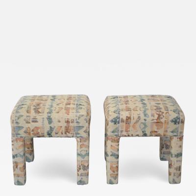 Pair of Postmodern Upholstered Stools
