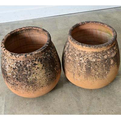 Pair of Provincial 19th Century Biot Terracotta Jars