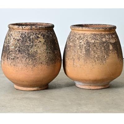 Pair of Provincial 19th Century Biot Terracotta Jars