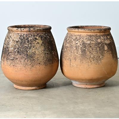 Pair of Provincial 19th Century Biot Terracotta Jars