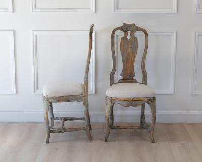 Pair of Provincial Rococo Chairs in Original Paint circa 1790