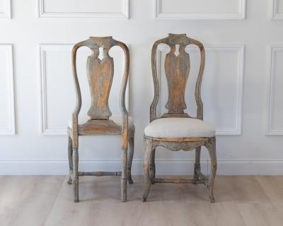 Pair of Provincial Rococo Chairs in Original Paint circa 1790