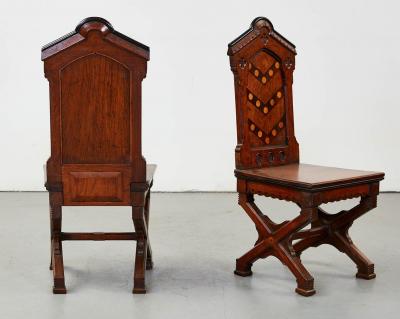Pair of Puginesque Hall Chairs