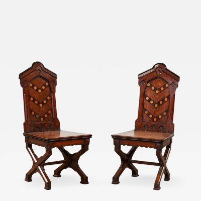 Pair of Puginesque Hall Chairs