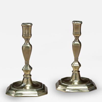 Pair of Queen Anne Octagonal Base Brass Candlesticks