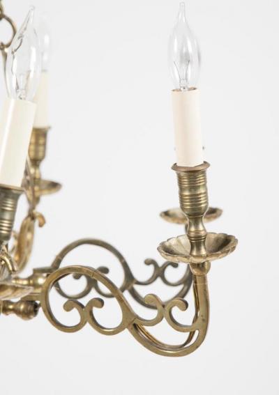 Pair of Queen Anne Style Brass Chandeliers