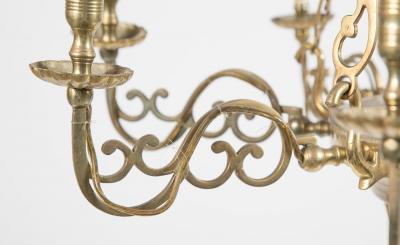 Pair of Queen Anne Style Brass Chandeliers