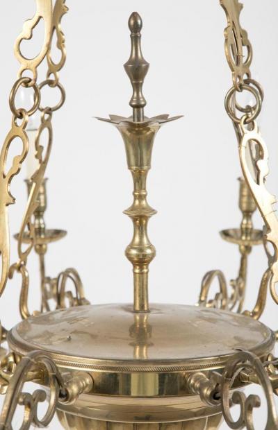 Pair of Queen Anne Style Brass Chandeliers
