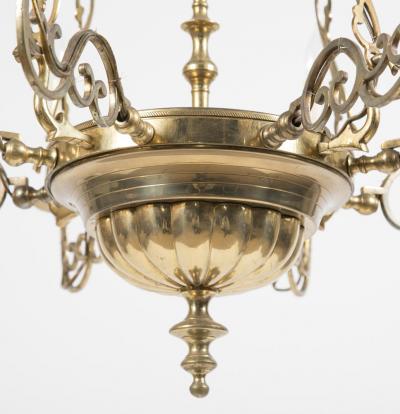 Pair of Queen Anne Style Brass Chandeliers