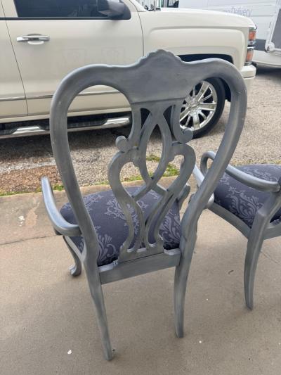 Pair of Queen Anne Style Painted Gray Armchairs