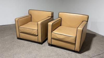 Pair of Ralph Lauren Style Leather Club Chairs C 2000 