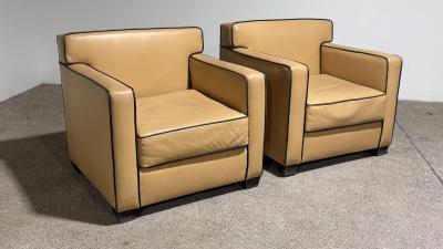Pair of Ralph Lauren Style Leather Club Chairs C 2000 