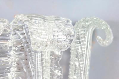 Pair of Rare Barovier Art Deco Brass Mounted Murano Glass Sconces 1940