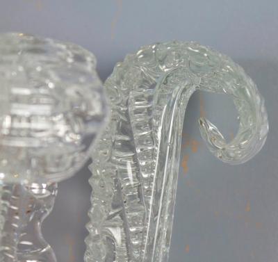 Pair of Rare Barovier Art Deco Brass Mounted Murano Glass Sconces 1940