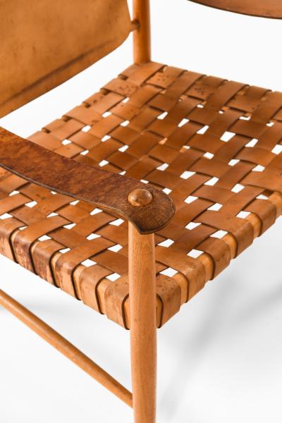 Pair of Rare Easy Chairs with Solid Beech Wood 1950s