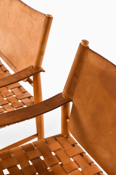 Pair of Rare Easy Chairs with Solid Beech Wood 1950s