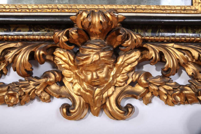 Pair of Rare Italian 17th Century Giltwood Baroque Mirrors 1680