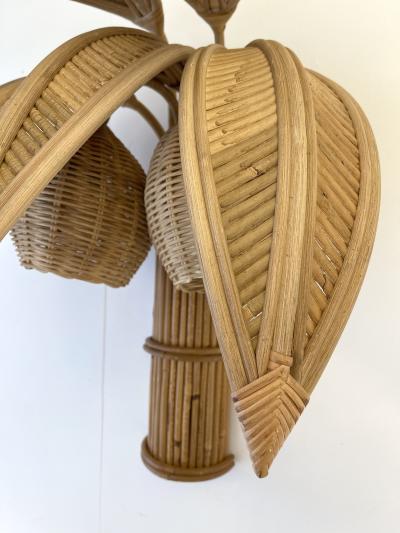 Pair of Rattan Palm Tree Sconces France 1980s