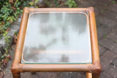 Pair of Rattan and Bamboo Side Tables