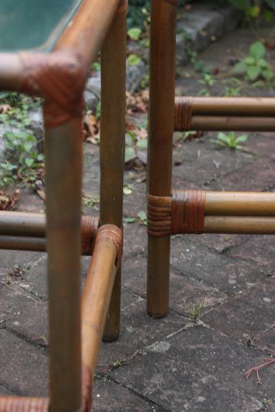 Pair of Rattan and Bamboo Side Tables