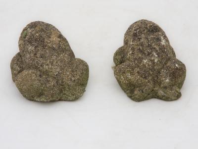 Pair of Reconstituted Stone Frog Garden Ornaments England 1970s