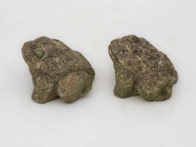 Pair of Reconstituted Stone Frog Garden Ornaments England 1970s