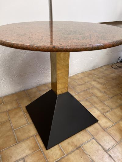 Pair of Red Granite and Brass Side Tables Italy 1980s