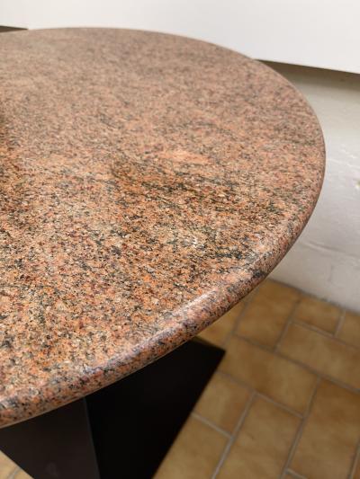 Pair of Red Granite and Brass Side Tables Italy 1980s