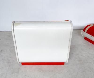 Pair of Red Italian Mid Century Modern Armchairs